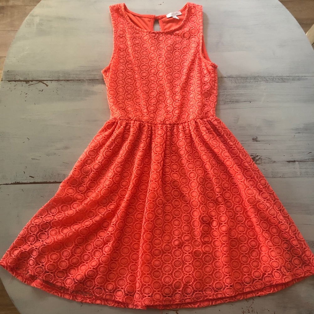 Delia’s Lacy Coral Skater Dress